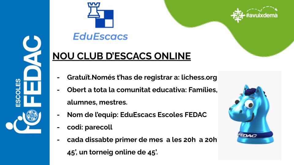 Nou Club Escacs Online Eduescacs FEDAC