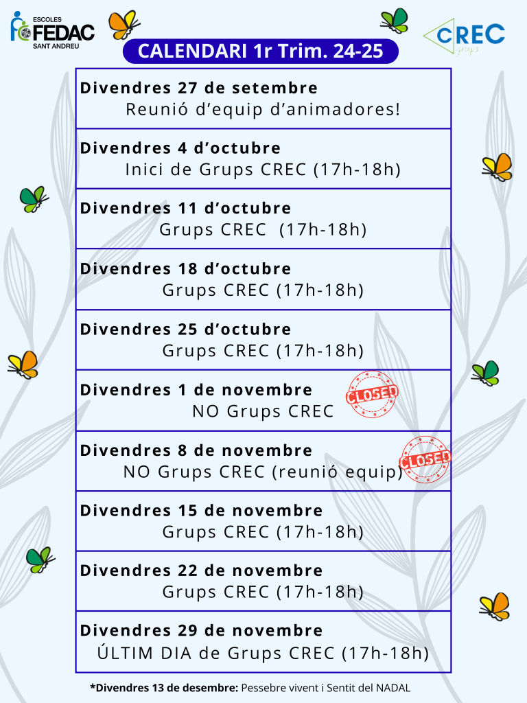 Calendari de GRUPS CREC